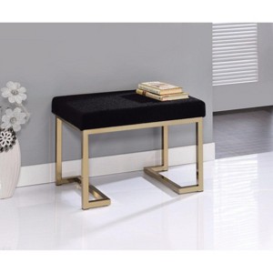 Royal Hampton Ottoman, Black Fabric & Gold - 1 of 1