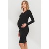 Hello Miz Women's Long Sleeve Bodycon Maternity Nursing Dress - 2 of 4