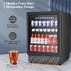 Tylza Beverage Refrigerator 24 Inch, Under Counter/Freestanding Drink Fridge, 190 Cans Beverage Cooler with Glass Reversible Door, ETC, Black - 4 of 4
