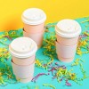 Sparkle and Bash 48-Pack Blush Pink Insulated Disposable Coffee Cups with Lids and Sleeves, 16oz Paper Hot Cup Wedding Reception, Girl - 2 of 4