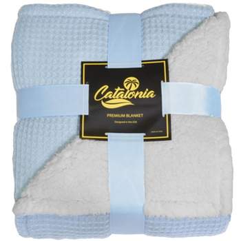 Catalonia Waffle Weave Fleece Throw, Soft Knitted Snuggle Blanket for Couch, Living Room Cabin Decor, Ideal for Gifting, 50x60 Inches
