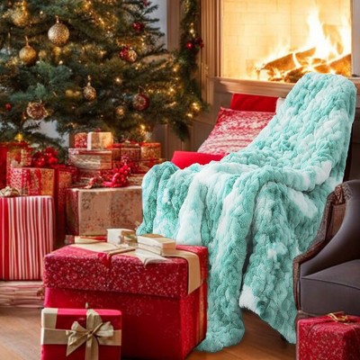 Ruched Fur Luxury Throw Premium Soft Cozy Brushed Long Faux Fur For Bed, Couch or Sofa