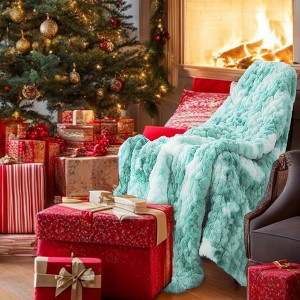 Ruched Fur Luxury Throw Premium Soft Cozy Brushed Long Faux Fur For Bed, Couch or Sofa - 1 of 4
