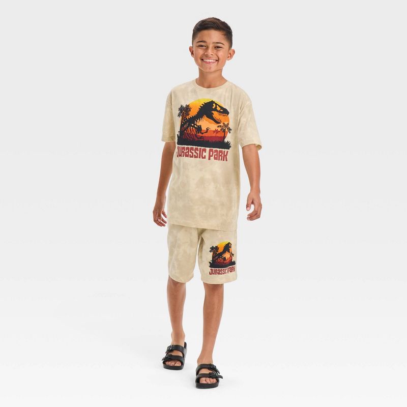Boys&#39; Jurassic Park Mineral Wash Top and Bottom Set - Off-White, 3 of 4