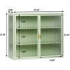 24"W Metal & Glass Wall Cabinet - 3-Tier Adjustable Shelves, Waterproof Storage for Bathroom/Kitchen (Tempered Glass Doors) - 2 of 4