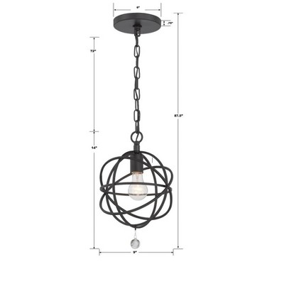 Solaris Black Metal Mini Pendant with Clear Glass Drops