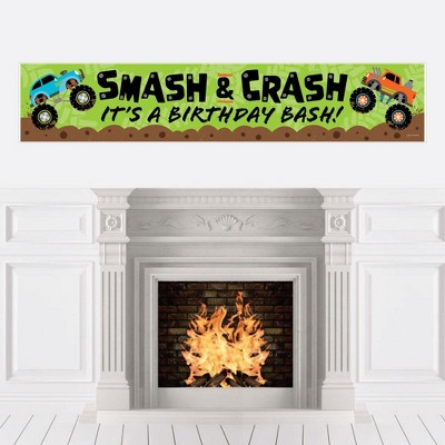 Smash & Crash Monster Truck Birthday Balloon Banner Demolition 