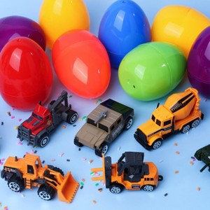 Joyfy 18 Pcs Jumbo Easter Eggs Filled with Die-cast Vehicles, City Cars and Trucks Toys for Kids Basket Stuffers Party Favors and Easter Games - 1 of 4