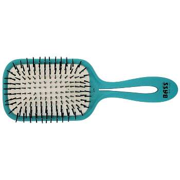 Bass Brushes BIO-FLEX Style & Detangle Hair Brush Patented Pure Plant Handle Professional Level Nylon Pins Large Paddle