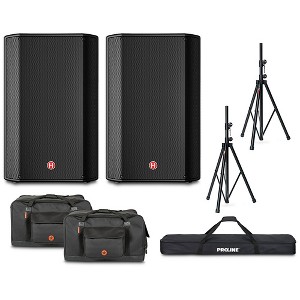 Harbinger VARI V1115 15" Powered Speakers Package With Bags & Stands - 1 of 4