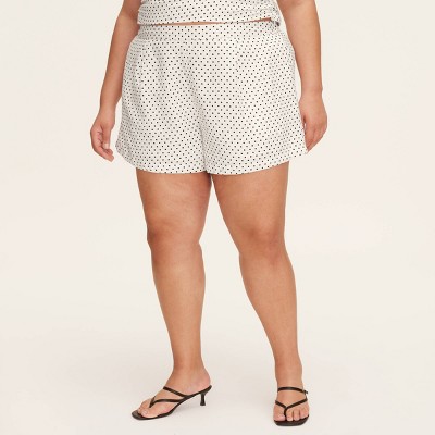 Women's Mini Polka Dot Linen Flared High Rise Shorts - kate spade new york x Target Cream/Black