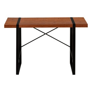 Vynxaria Modern 48" Brown Computer Desk with Black Metal Frame Sleek Design for Home Office Laptop Work - 1 of 4