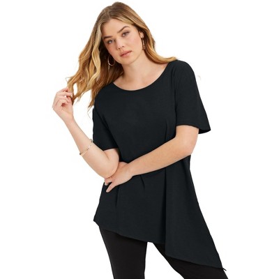 June + Vie by Roaman's Women's Plus Size Short-Sleeve Asymmetrical Tunic