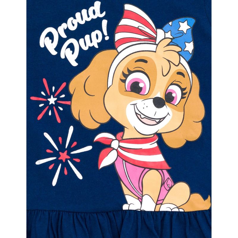 Paw Patrol Skye July 4th Girls Peplum T-Shirt and Twill Shorts Outfit Set Little Kid to Big Kid, 4 of 7