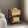 HDZNVF 15.74 inch Rattan Nightstand, Natural - 2 of 4