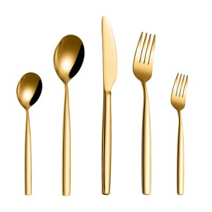 30-Piece Stainless Steel Flatware Set for 6, Gold Silverware Set with Forks, Spoons & Knives, Dishwasher Safe - 1 of 4