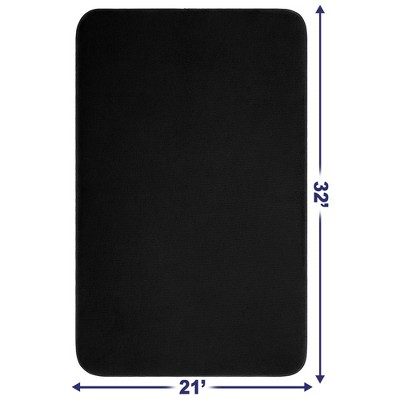 Black Fluffy Foam Non-Slip Bath Rug, 21x32 Inches