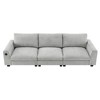 96" Chenille Sectional Sofa Bluetooth Speaker Drop Down Table Cup Holders USB Charger Storage Armrest Wide Seat Living Room, Gray - 2 of 4