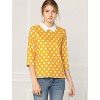 Allegra K Women's Polka Dots Contrast Peter Pan Collar 3/4 Sleeves Blouse - 3 of 4