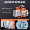 VEVOR 1/2 HP 2 Stage Rotary Vane Vacuum Pump, 7 CFM, 120V Air Conditioning Vacuum Pump, 1/4" SAE Male 3/8" SAE Male 1/2" ACME Male Inlet, Orange - 4 of 4
