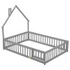 Dolonm Full House-Shaped Headboard Floor Bed with Fence, 78.2"L x 60"W x 64.8"H, Twin Size, Pine Wood - 2 of 4