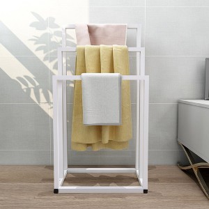 3 Tiers Freestanding Towel Rack Stand, Lightweight Chrome Finish Metal Industrial Modern Washcloths Holder - 1 of 4