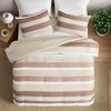 AENKYO Lightweight Fluffy Comforter Set, 3-Piece Stripe Print Bedding with Matching Shams, Contemporary Style Collection - 2 of 4