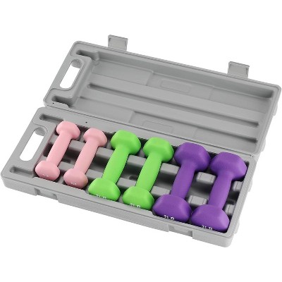 Acekool Neoprene Dumbbell Set for Women & Men, Hand Weights with Hex Shape & Carry Case, Home Gym, Anti-Slip Grip, 1/2/3LB Pairs