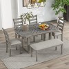 Dining Sets 6 Piece, Dining Table Set For 6, Dining Sets Bench, Dining Set Solid Wood With Upholstered Chairs And Bench-Cuddlewood - 2 of 4