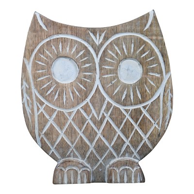 White Handcarved Wood Owl Figurine - Foreside Home & Garden