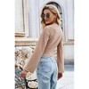 Womens Long Sleeve Hollow Out Crop Top T-Shirt Cropped Criss Cross Neck Waist-Cinching Sexy - 2 of 4