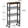 Storage Cart 4-Tier Slim Rolling Cart with Metal Frame and Wooden Top, Storage Cart for Kitchen - 2 of 4