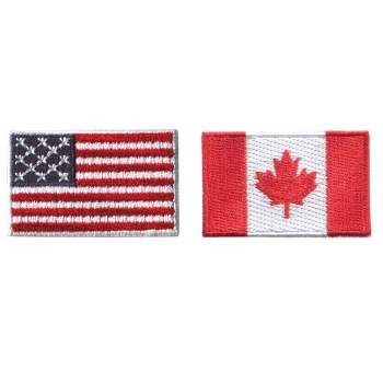 HEDi-Pack 2pk Self-Adhesive Polyester Hook & Loop Patch - USA Red White & Blue Country Mini Flag and Canada Country Mini Flag