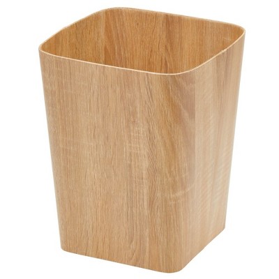 mDesign Square Trash Can Wastebasket, Garbage Bin - Natural/Tan