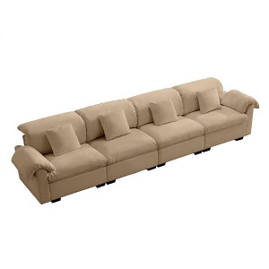 NicBex 154.7 Inch Velvet Storage Couch,4-Seater Deep Seat Sofa with Fluffy Armrest Pillows for Living Room,Small Space,Office,Apartment - 1 of 4