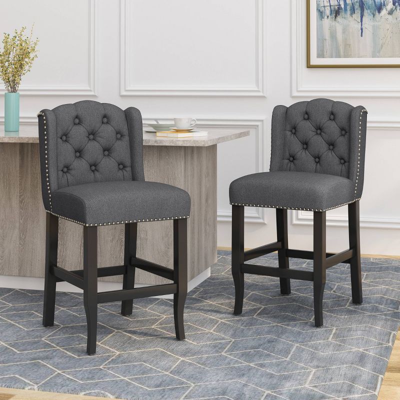 Set of 2 Foxcroft Wingback Counter Height Barstools - Christopher Knight Home, 3 of 11