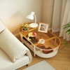 VYNXARIA Stylish Movable Oval Glass Coffee Table with Storage - 2 of 4