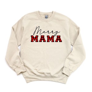Simply Sage Market Women's Graphic Sweatshirt Merry Mama Buffalo Plaid - 1 of 2