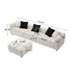 GDFStudio Froid 114" Modern Corduroy 3-Seater Sofa with Movable Ottoman and Metal Legs - 3 of 4