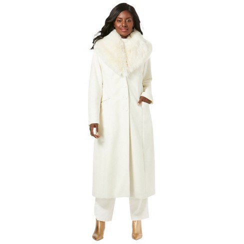 Jessica London Women s Plus Size Long Wool blend Coat With Faux