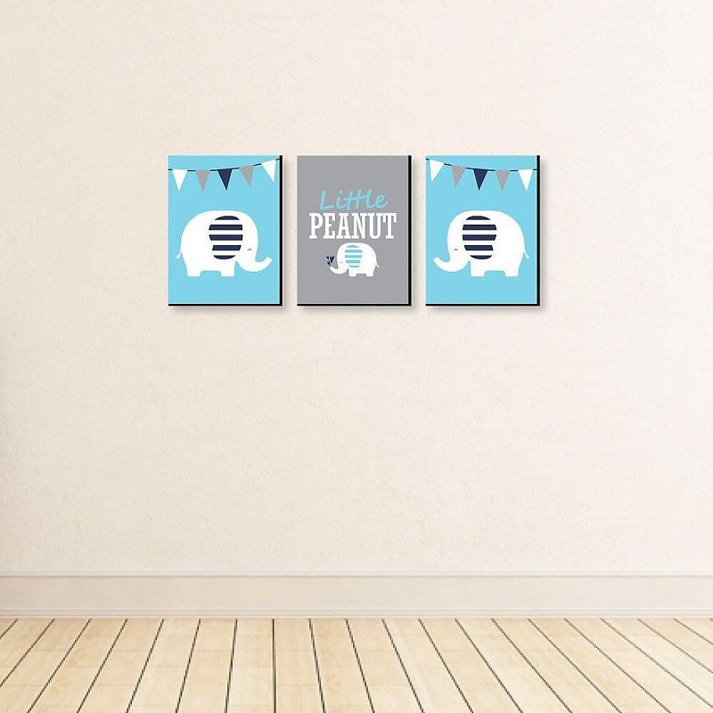 Big Dot of Happiness Blue Elephant - Baby Boy Nursery Wall Art and Kids Room Decorations - Gift Ideas - 7.5 x 10 inches - Set of 3 Prints, 3 of 8