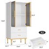 Fluted Glass Door Storage Cabinet - Modern Display Cabinet with Adjustable Shelves - 2 of 4