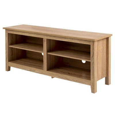 Farmhouse 4 Cubby Wood Open Storage TV Stand for TVs up to 65" Natural - Saracina Home