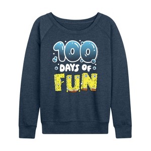 Women's - SpongeBob SquarePants - 100 Days Of Fun Lightweight French Terry Wide Neck Long Sleeve Shirt - 1 of 4