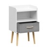 PAGED Night Stand Set 2 Modern Storage End Table Wooden Nightstand with Drawer and 2 Open Shelves for Bedroom - 4 of 4