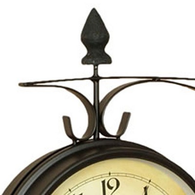 Large Black Double-Sided Metal Wall Clock with Ivory Face