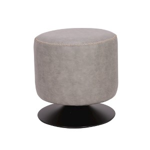 Chintaly,Round Vintage Upholstered Ottoman - 1 of 4