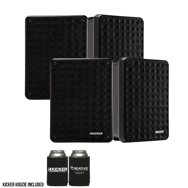 Kicker KB6 Indoor Outdoor Patio Speaker Bundle in Black 4 Speakers total, 1 of 8