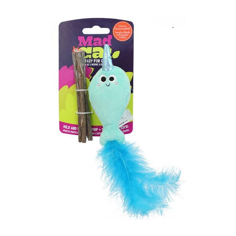 Mad Cat® Narwhal With Catnip & Silvervine Cat Toy, 1 of 3