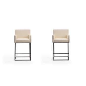 Set of 2 Ambassador Upholstered Metal Counter Height Barstools - Manhattan Comfort